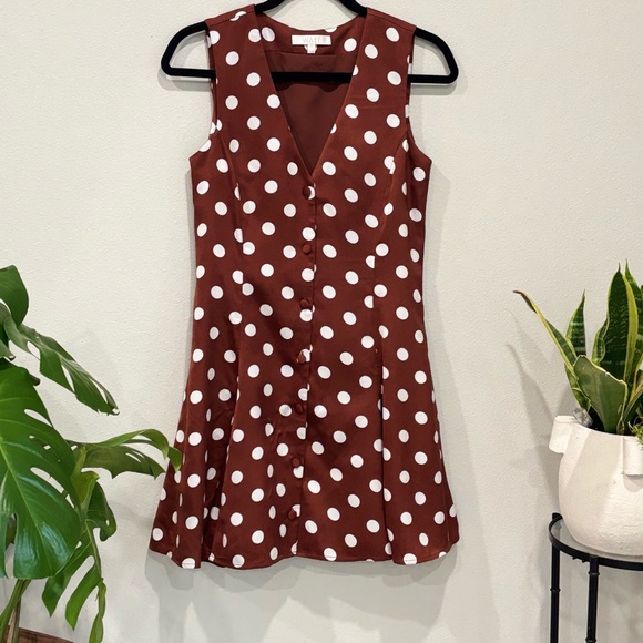 Wayf | Brown and White Polka Dot Dress | Size XS - Picture 3 of 8
